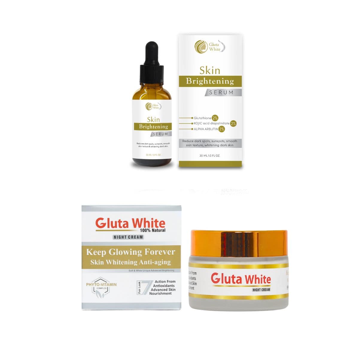 Gluta White Night Cream & Whitening Serum Set